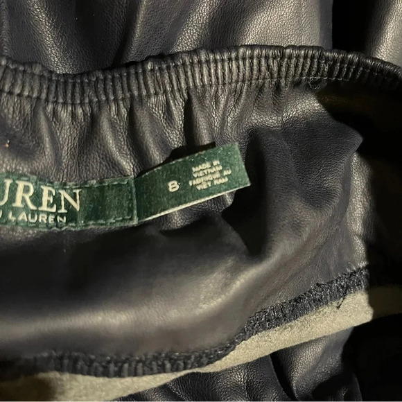 Lauren Ralph Lauren Faux Leather Leggings sz 8 Navy Blue Pull On Elastic Waist - Picture 7 of 11